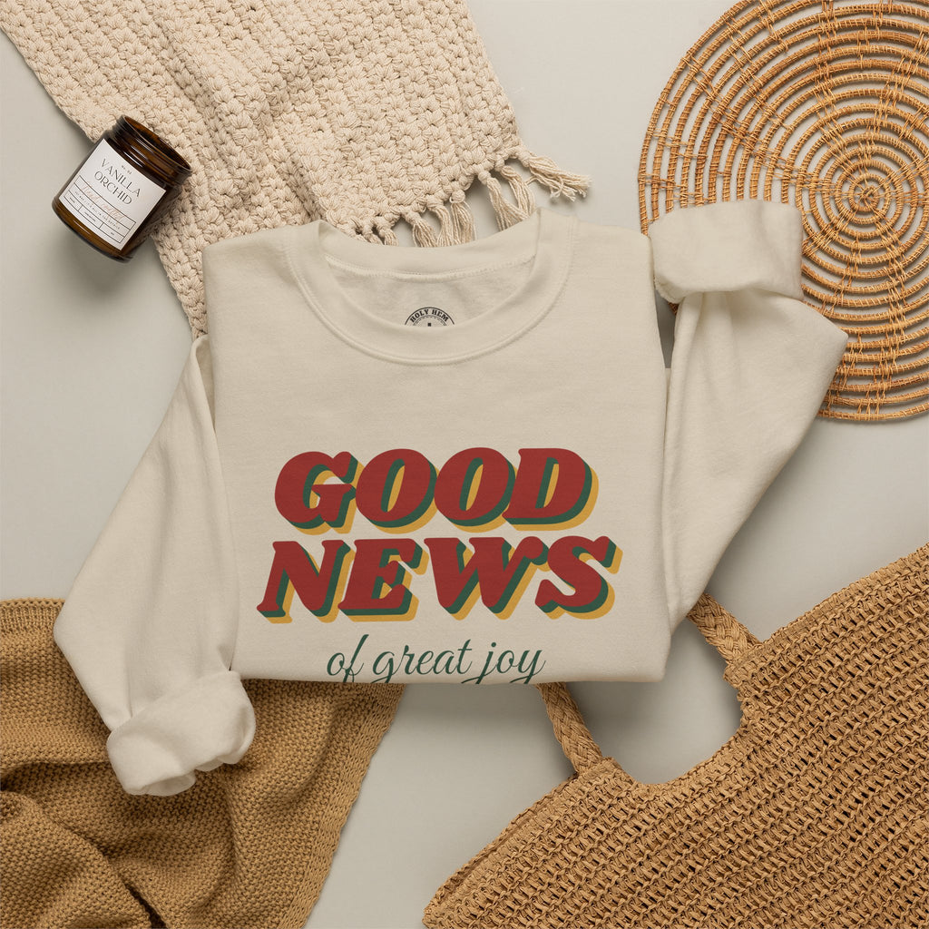 Good News of Great Joy Sweatshirt – Retro Luke 2:10 Christmas Crewneck