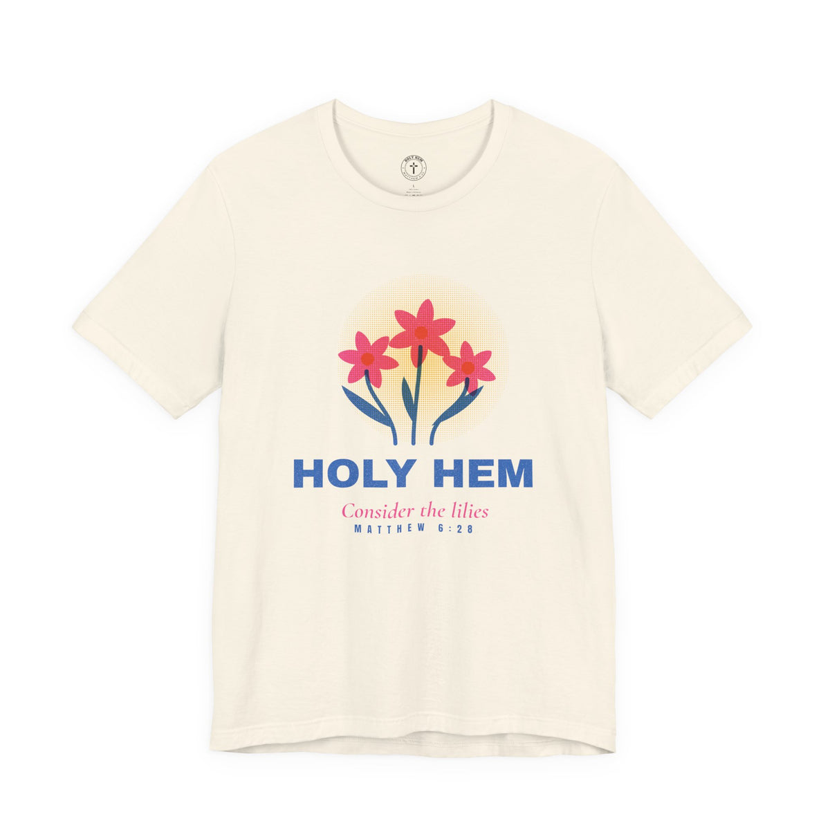 Consider the Lilies T-Shirt – Risograph Floral Matthew 6:28 Christian Tee