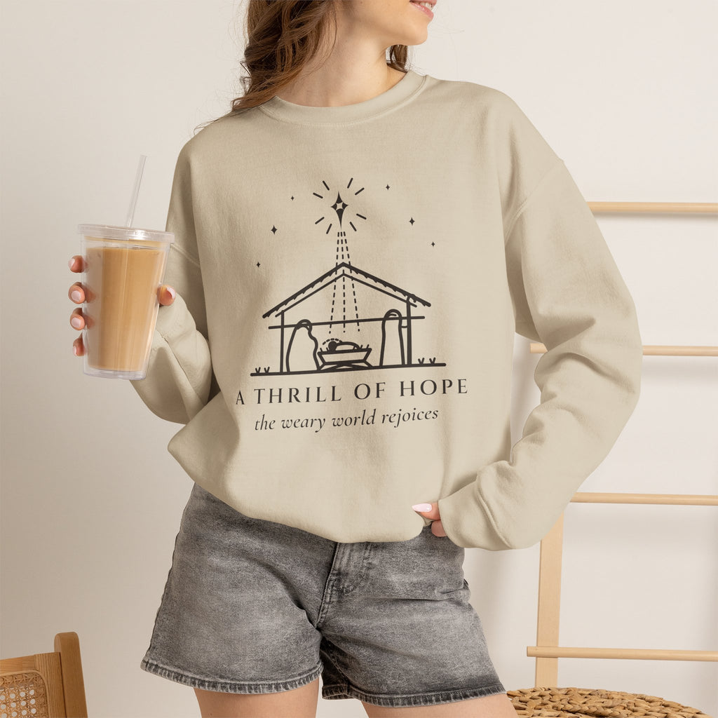 A Thrill of Hope Sweatshirt – Line Art Nativity Christmas Crewneck
