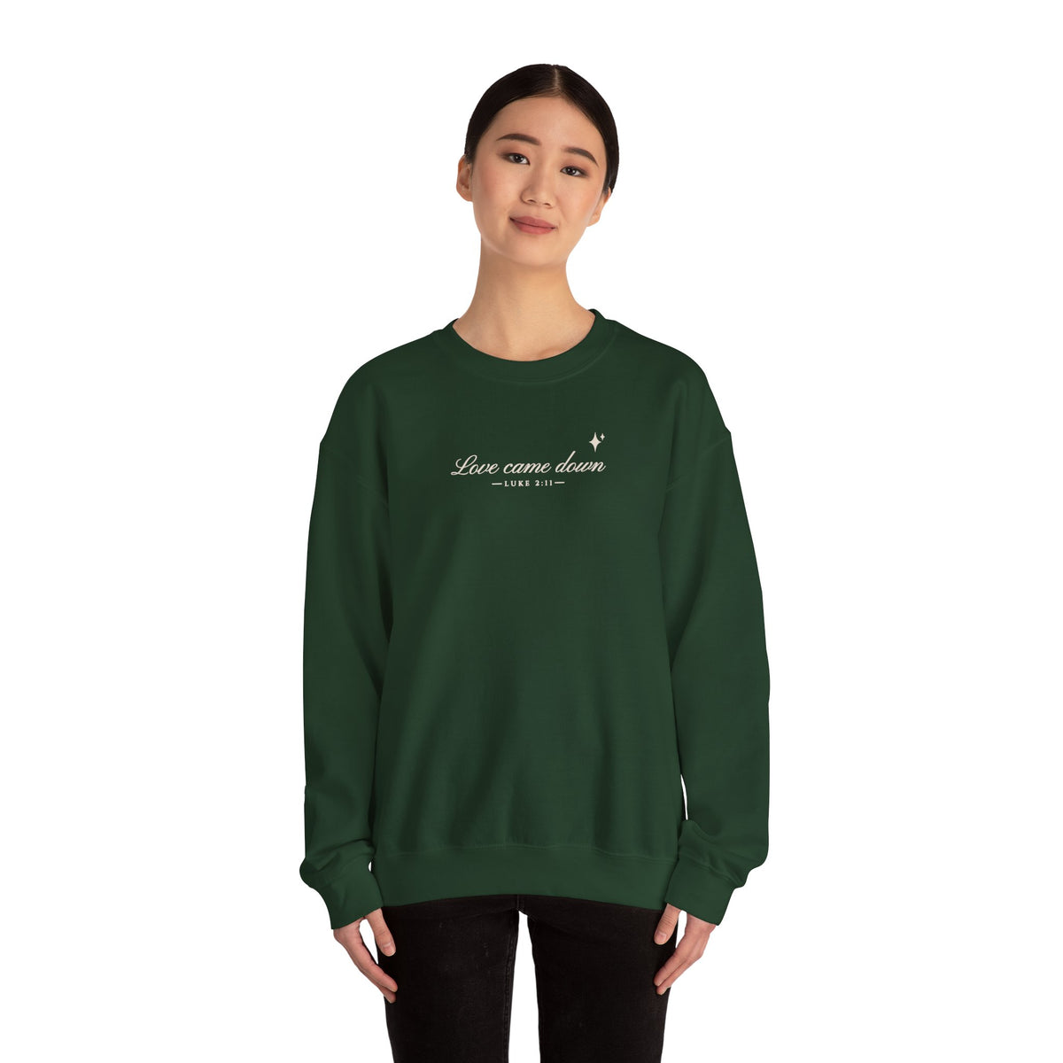 Love Came Down Sweatshirt – Minimal Luke 2:11 Christmas Crewneck