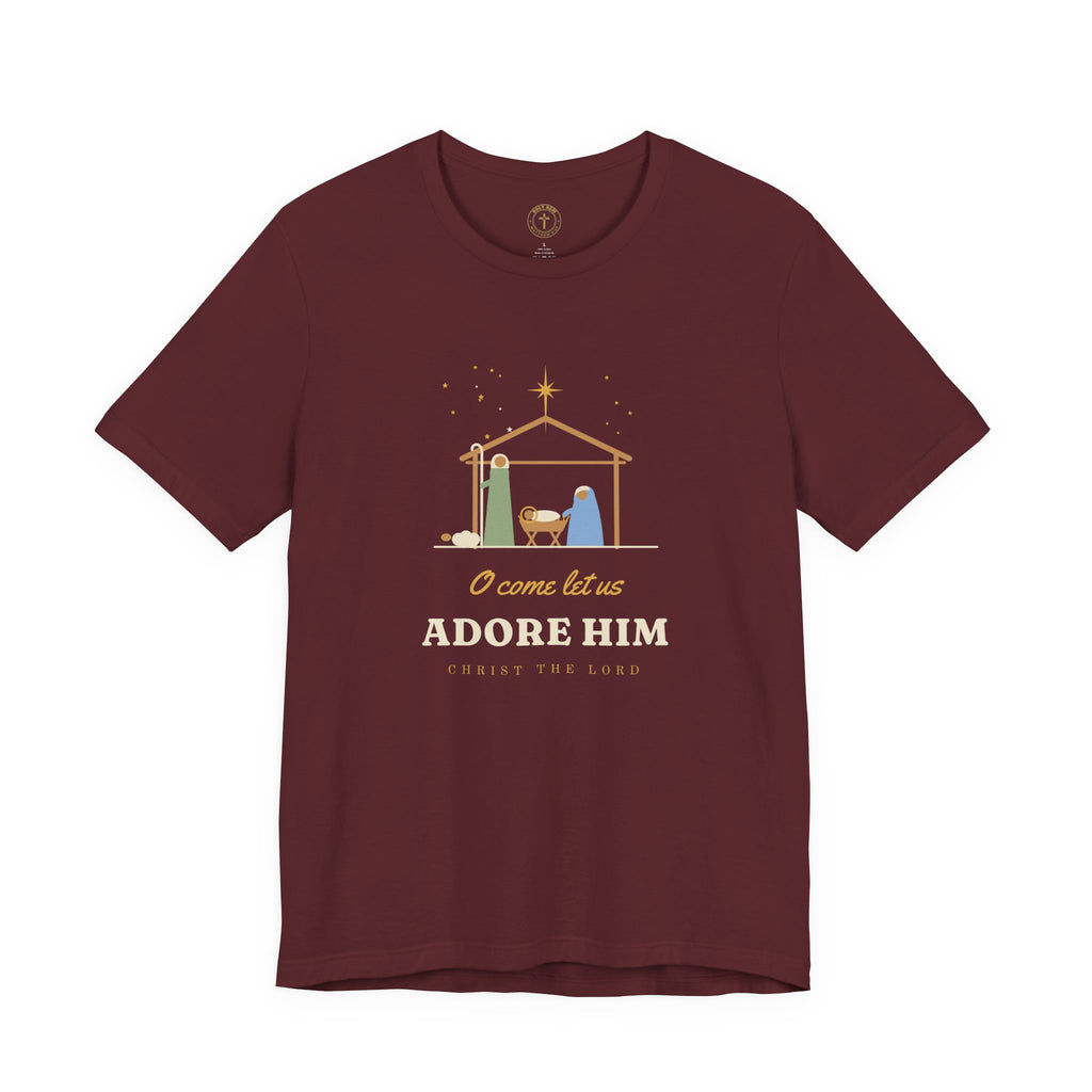 O Come Let Us Adore Him T-Shirt – Nativity Christmas Christian Tee