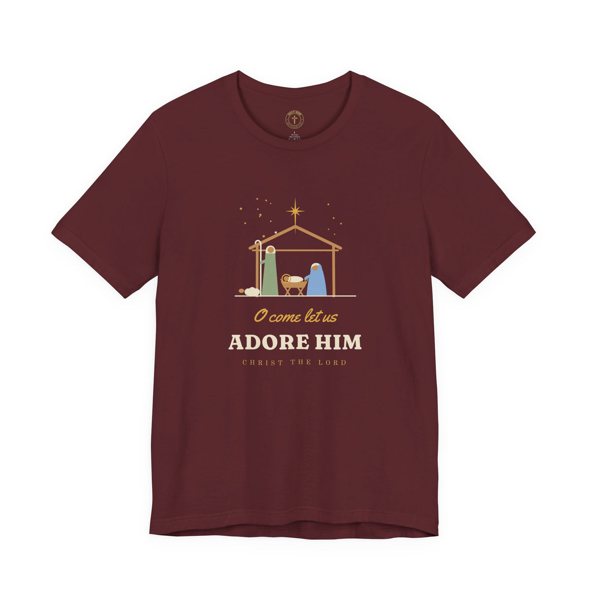 O Come Let Us Adore Him T-Shirt – Nativity Christmas Christian Tee