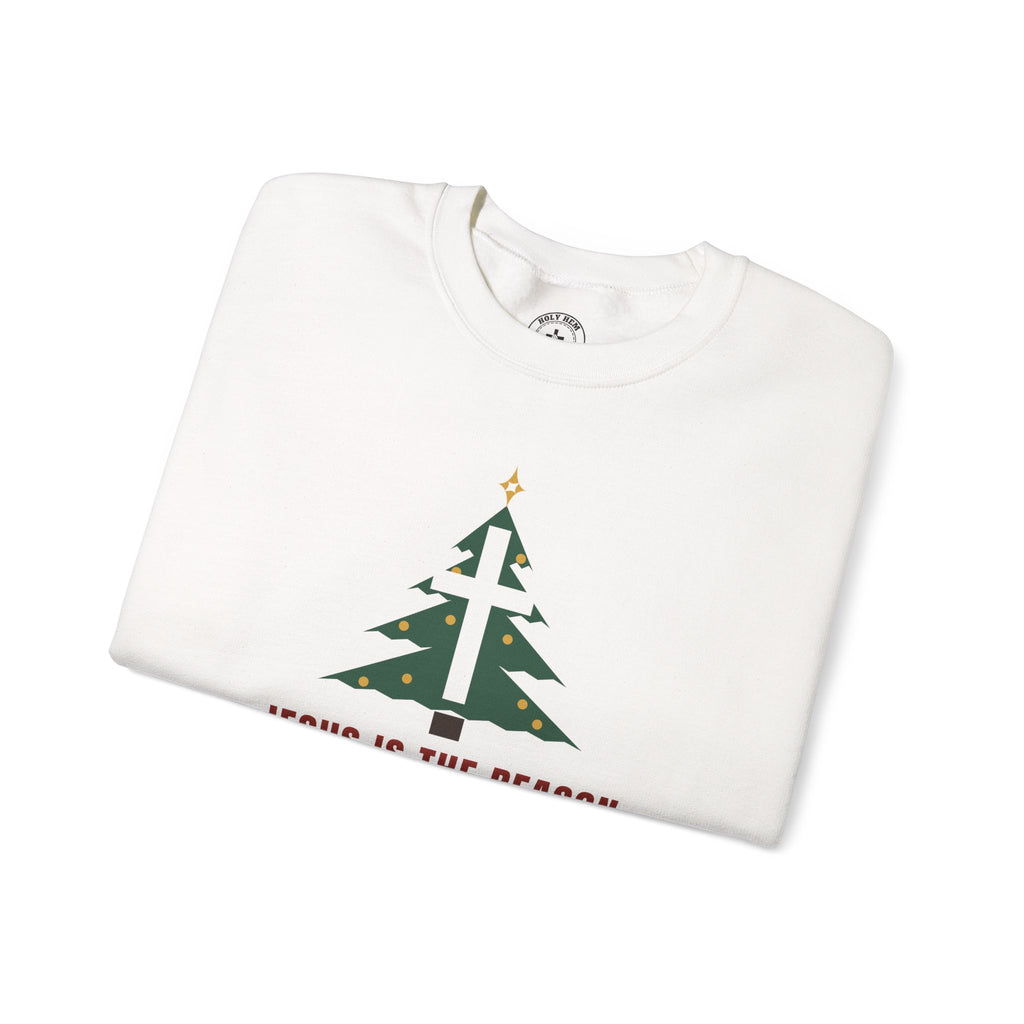 Jesus Is the Reason Sweatshirt – Christmas Tree Cross Christian Crewneck
