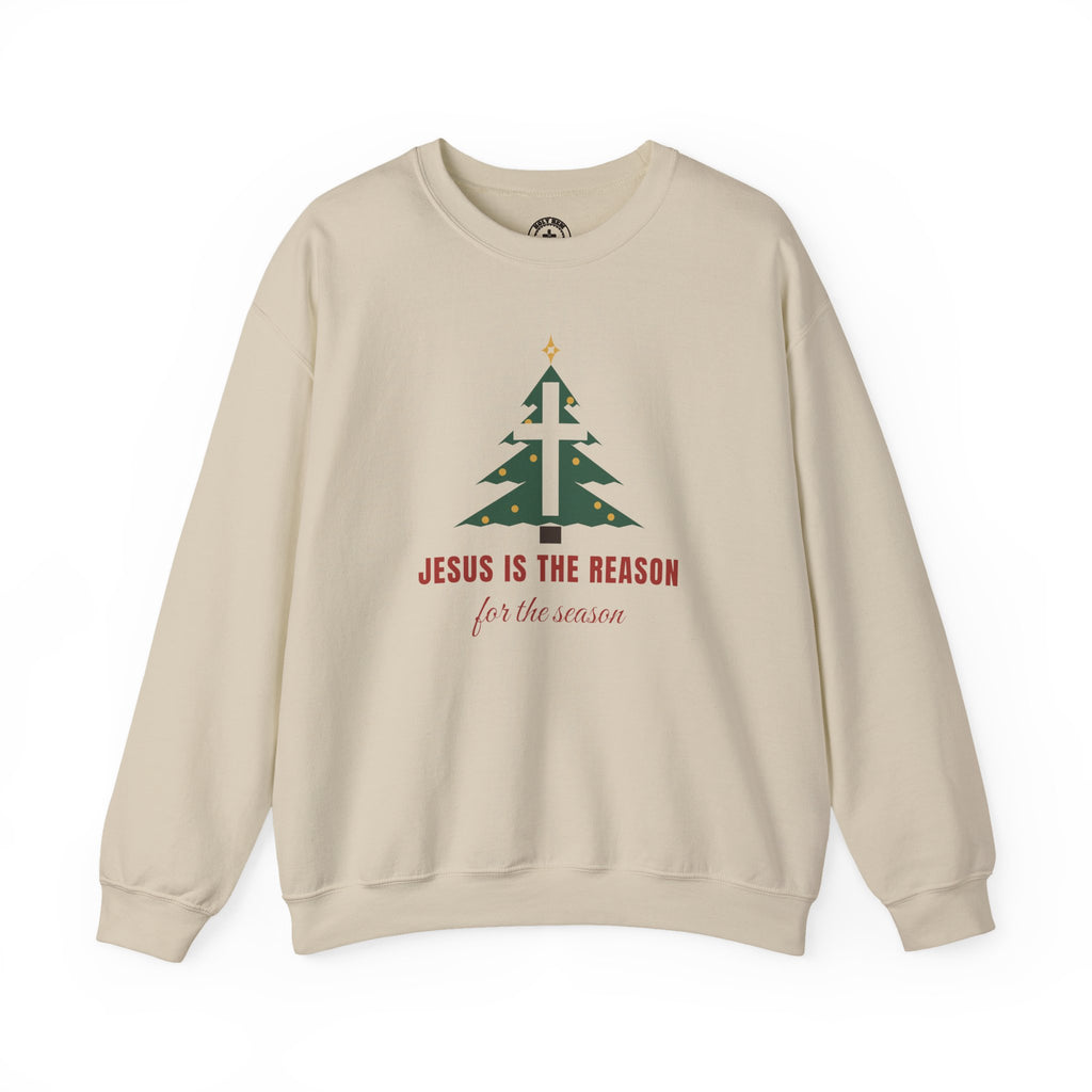 Jesus Is the Reason Sweatshirt – Christmas Tree Cross Christian Crewneck