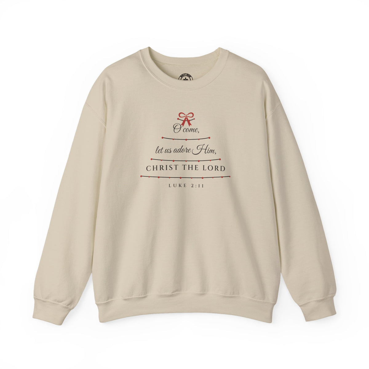 O Come Let Us Adore Him Sweatshirt – Garland Christmas Tree Crewneck