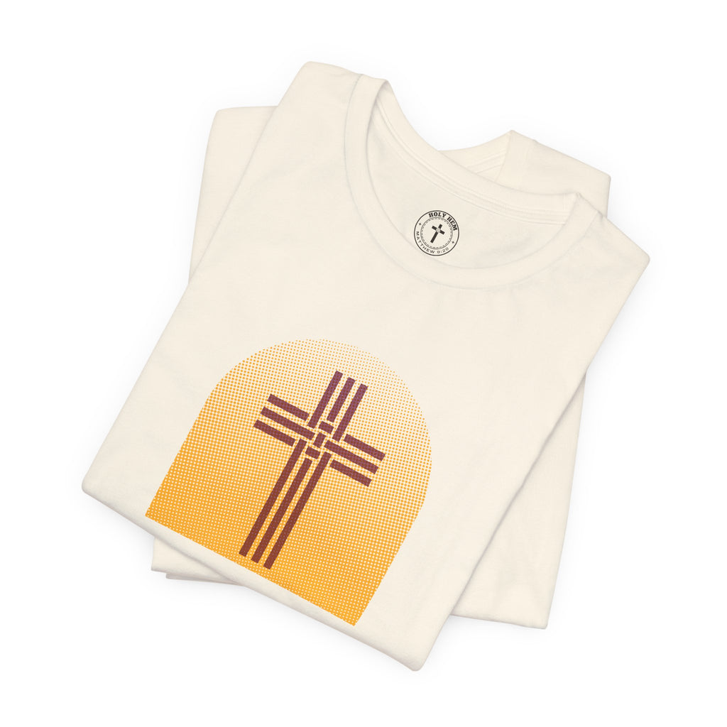Holy Hem Risograph T-Shirt – Woven Cross Matthew 9:20 Christian Tee