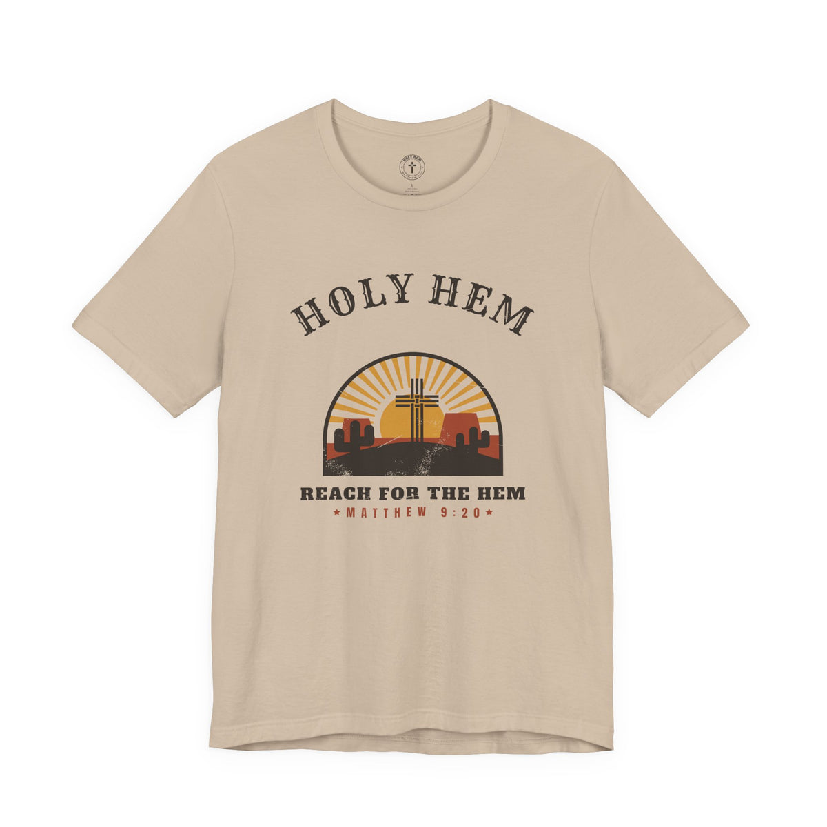 Holy Hem Western T-Shirt – Desert Cross Matthew 9:20 Christian Tee