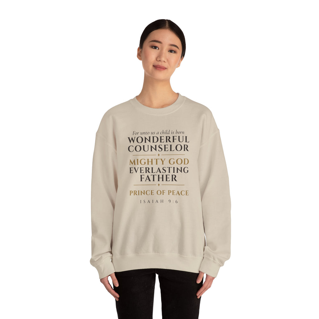 Isaiah 9:6 Sweatshirt – Wonderful Counselor Prince of Peace Christmas Crewneck