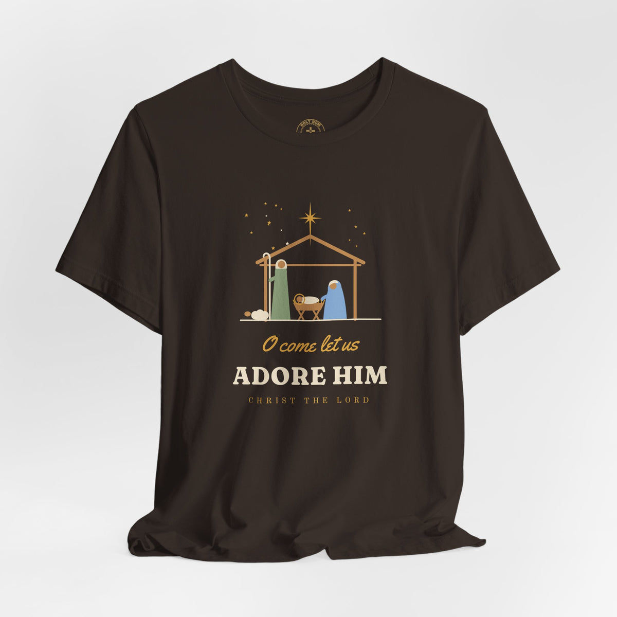 O Come Let Us Adore Him T-Shirt – Nativity Christmas Christian Tee