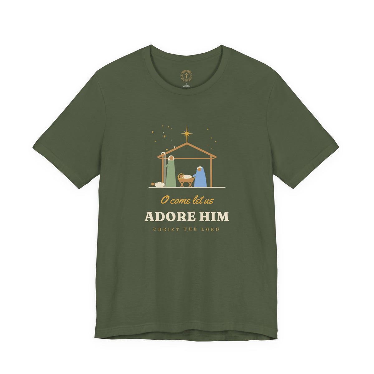 O Come Let Us Adore Him T-Shirt – Nativity Christmas Christian Tee