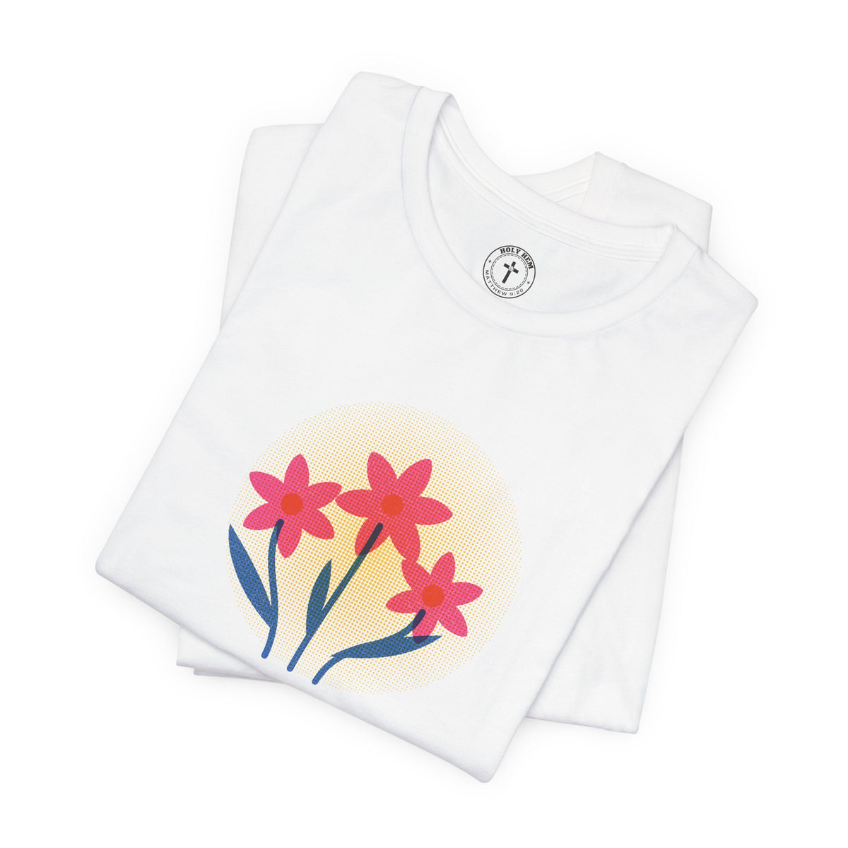 Consider the Lilies T-Shirt – Risograph Floral Matthew 6:28 Christian Tee
