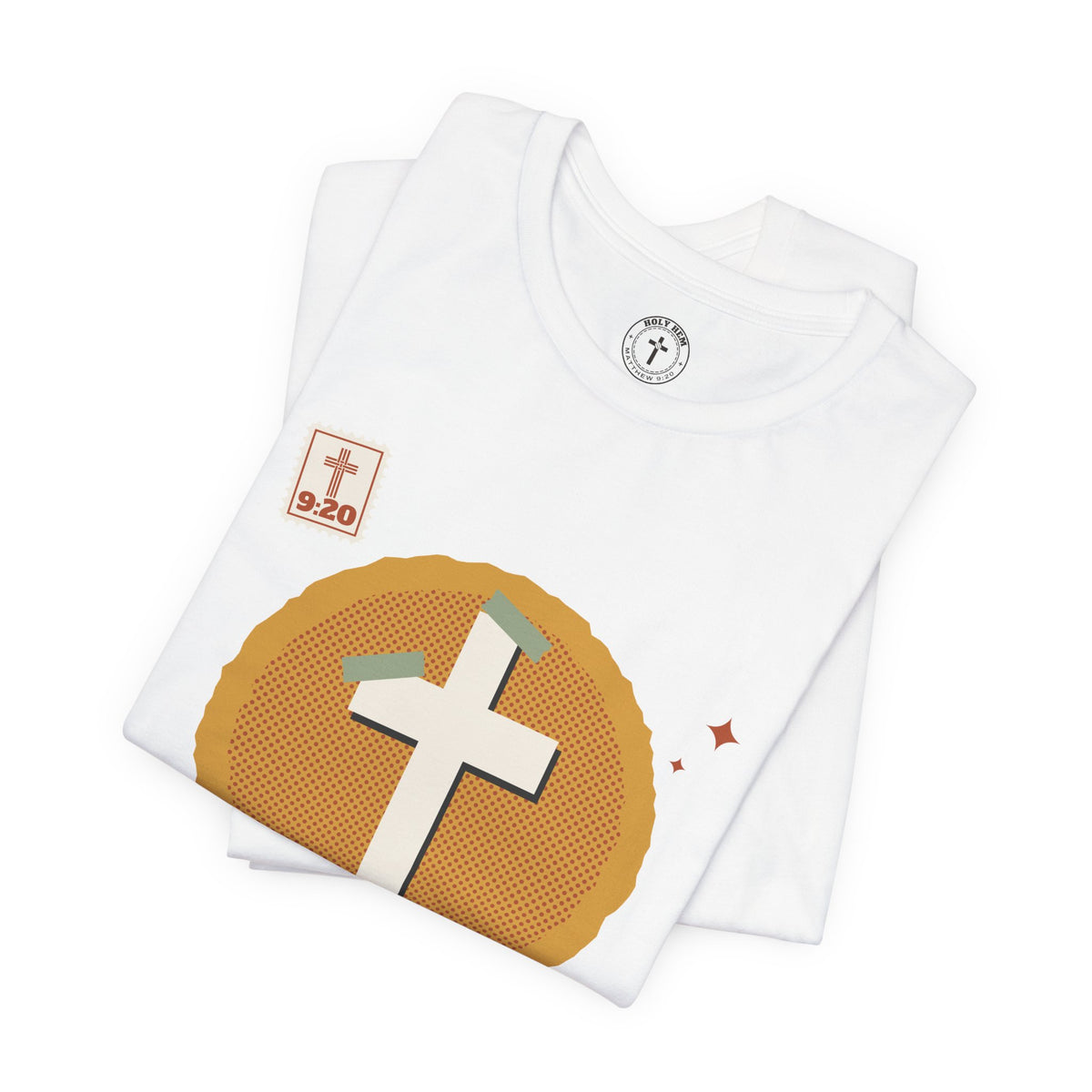 Holy Hem Scrapbook T-Shirt – Paper Cross Collage Matthew 9:20 Tee