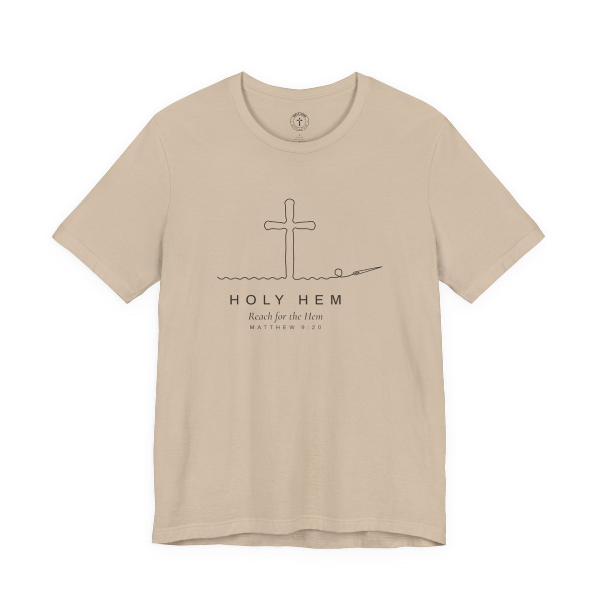 Holy Hem Thread Cross T-Shirt – One Line Art Matthew 9:20 Christian Tee