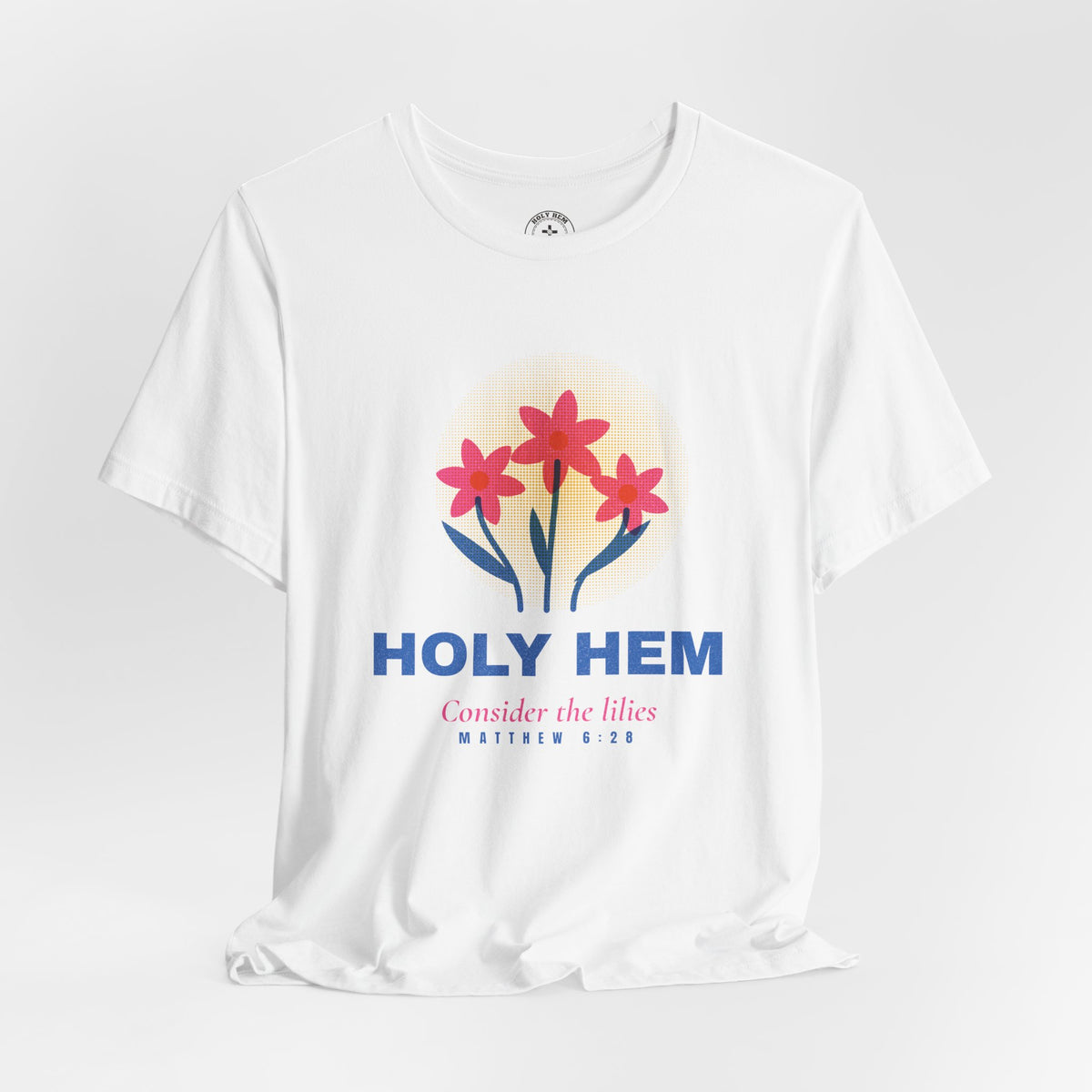 Consider the Lilies T-Shirt – Risograph Floral Matthew 6:28 Christian Tee