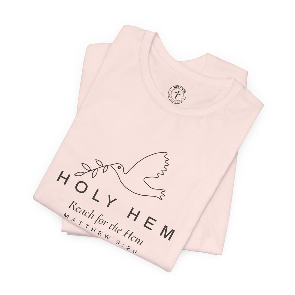 Holy Hem Dove T-Shirt – One Line Olive Branch Christian Tee