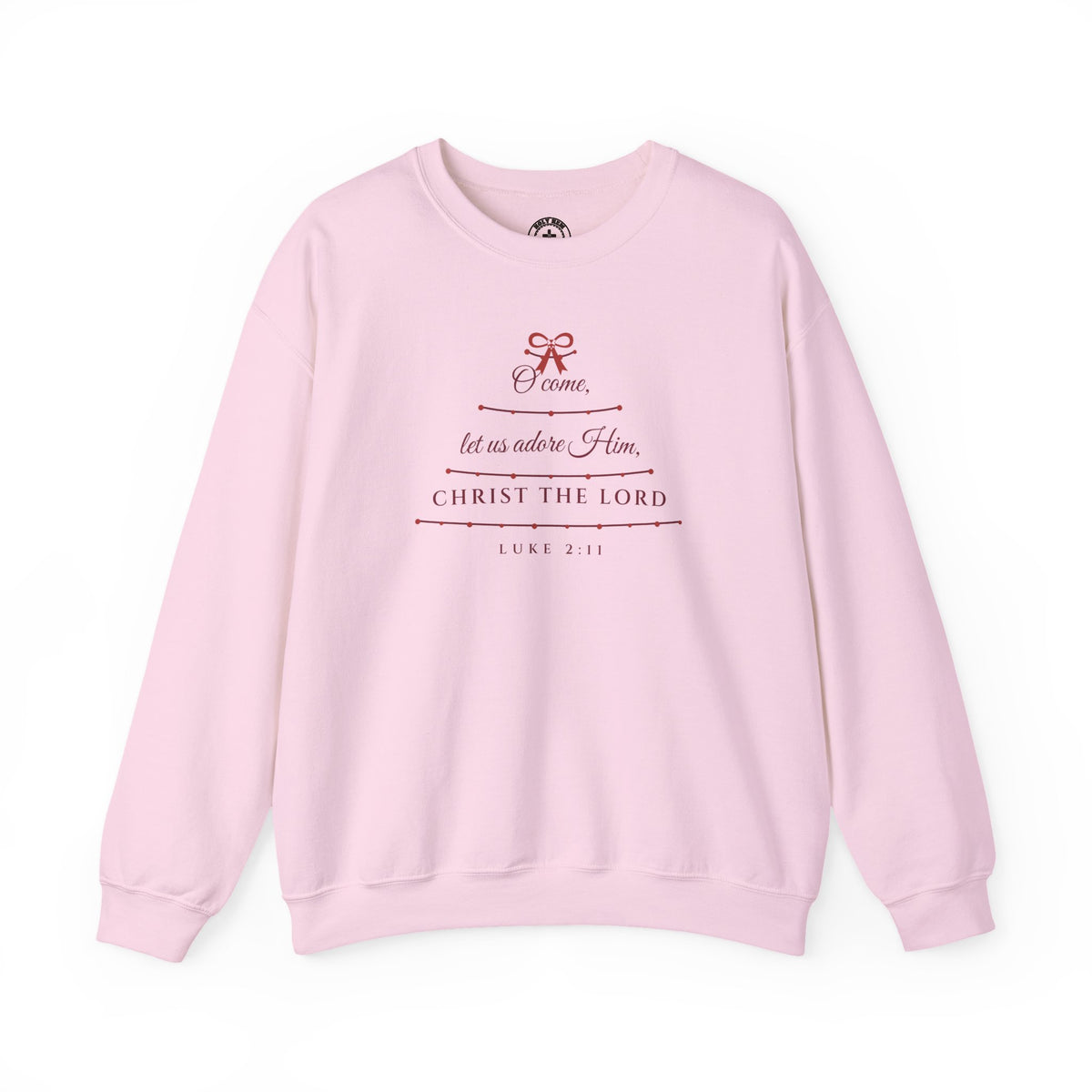 O Come Let Us Adore Him Sweatshirt – Garland Christmas Tree Crewneck