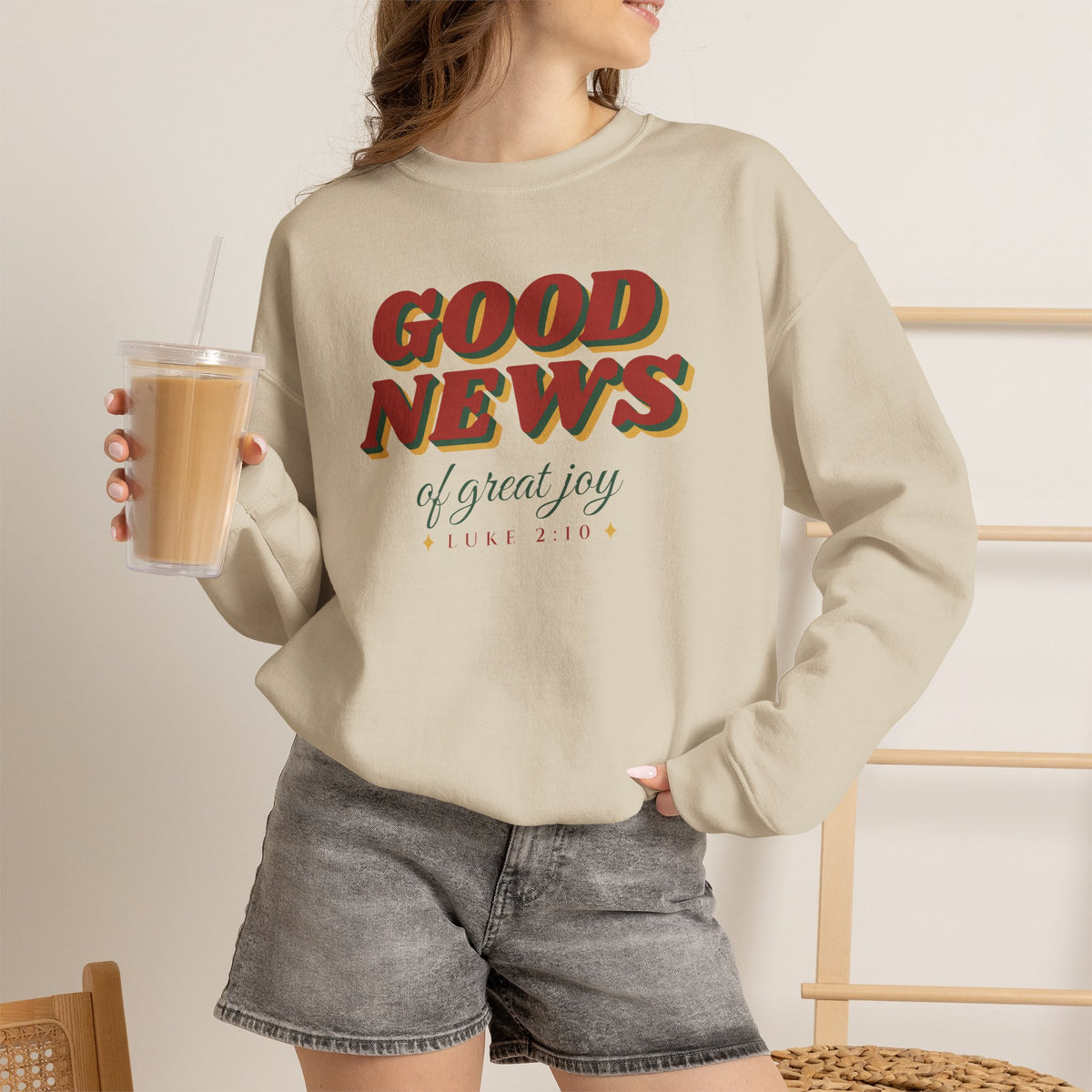 Good News of Great Joy Sweatshirt – Retro Luke 2:10 Christmas Crewneck
