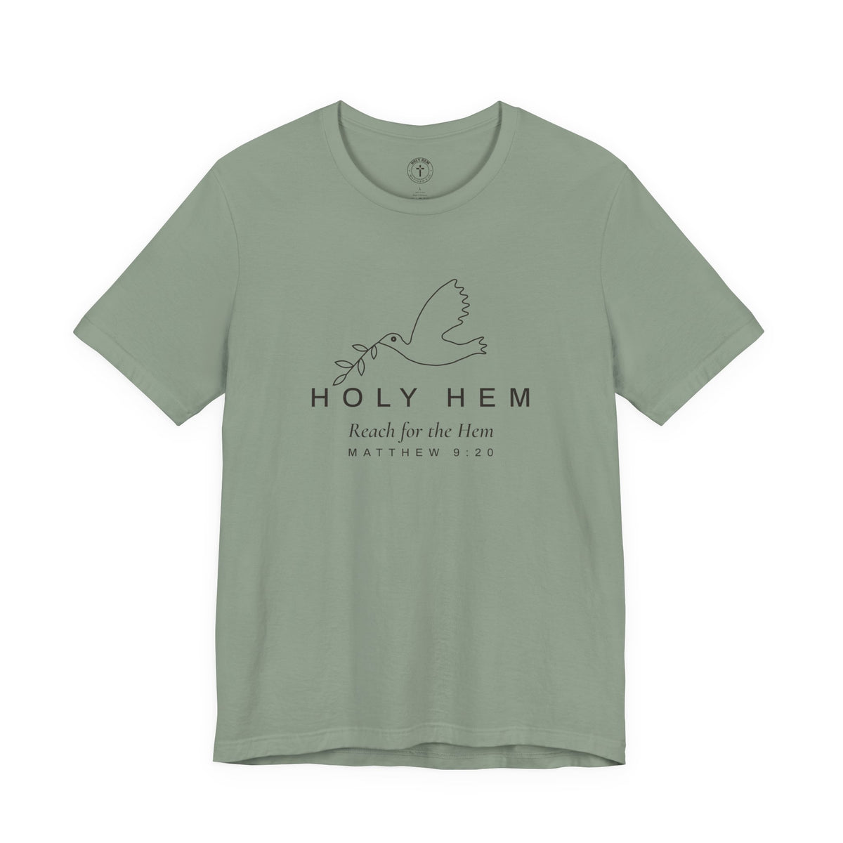 Holy Hem Dove T-Shirt – One Line Olive Branch Christian Tee