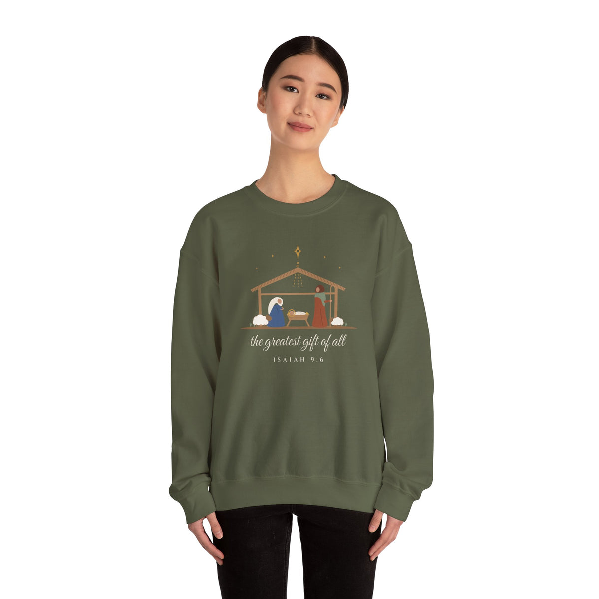 The Greatest Gift of All Sweatshirt – Nativity Scene Christmas Crewneck