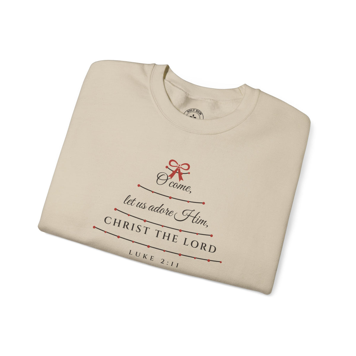 O Come Let Us Adore Him Sweatshirt – Garland Christmas Tree Crewneck