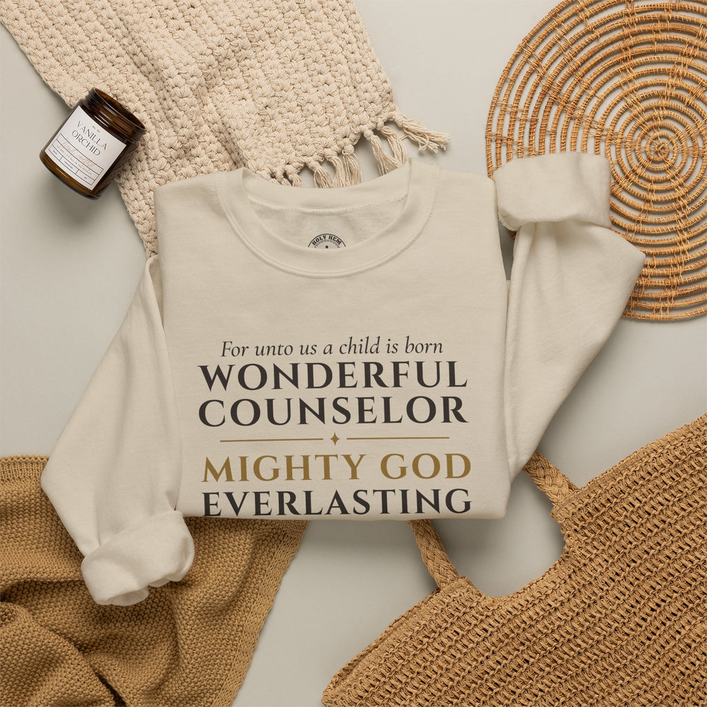Isaiah 9:6 Sweatshirt – Wonderful Counselor Prince of Peace Christmas Crewneck