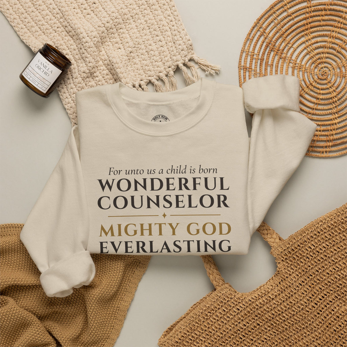 Isaiah 9:6 Sweatshirt – Wonderful Counselor Prince of Peace Christmas Crewneck
