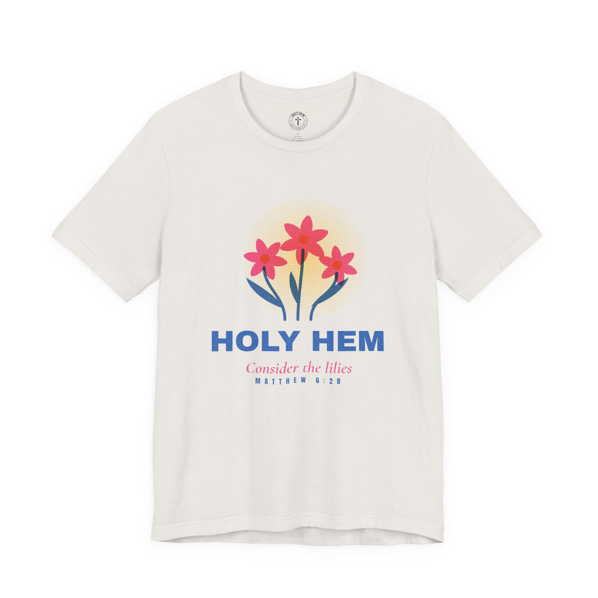 Consider the Lilies T-Shirt – Risograph Floral Matthew 6:28 Christian Tee