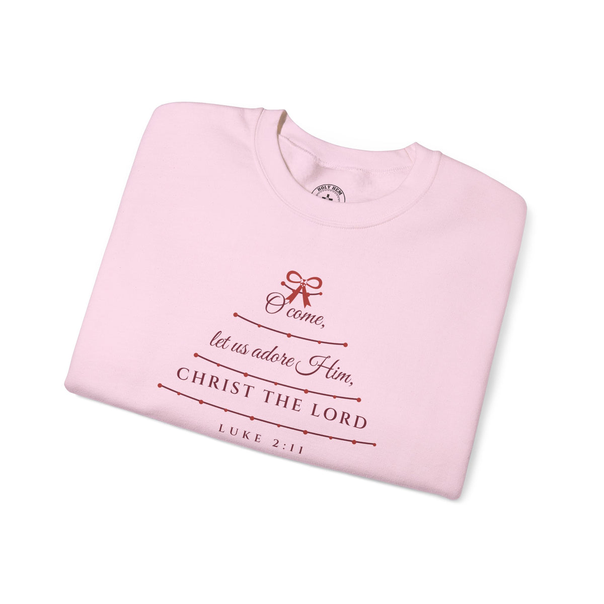 O Come Let Us Adore Him Sweatshirt – Garland Christmas Tree Crewneck