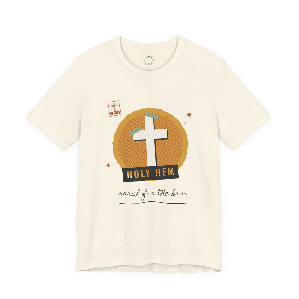 Holy Hem Scrapbook T-Shirt – Paper Cross Collage Matthew 9:20 Tee