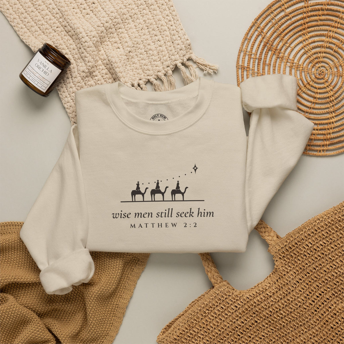 Wise Men Still Seek Him Sweatshirt – Minimal Three Wise Men Christmas Crewneck