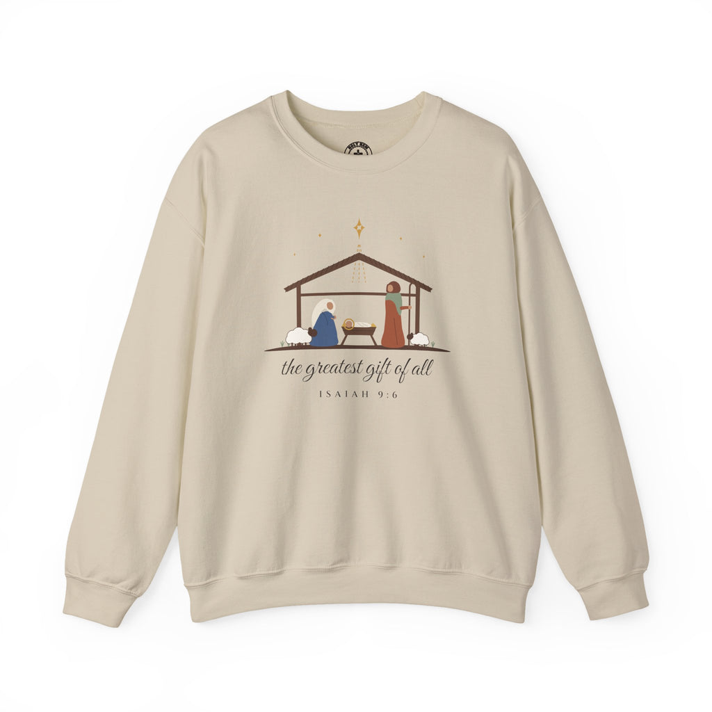 The Greatest Gift of All Sweatshirt – Nativity Scene Christmas Crewneck