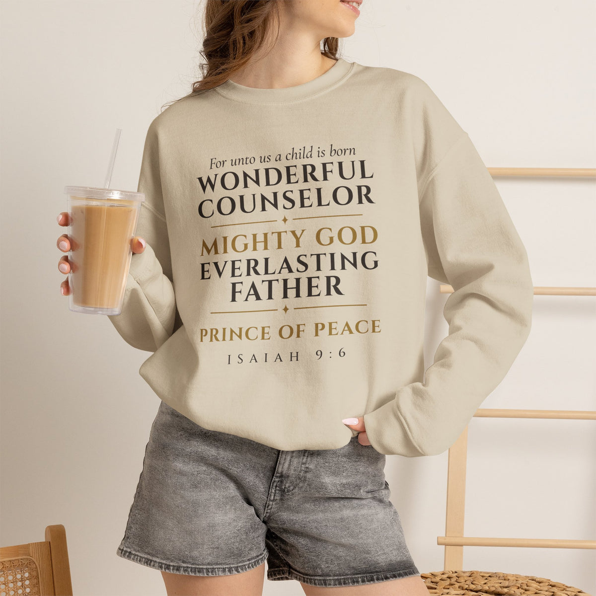 Isaiah 9:6 Sweatshirt – Wonderful Counselor Prince of Peace Christmas Crewneck