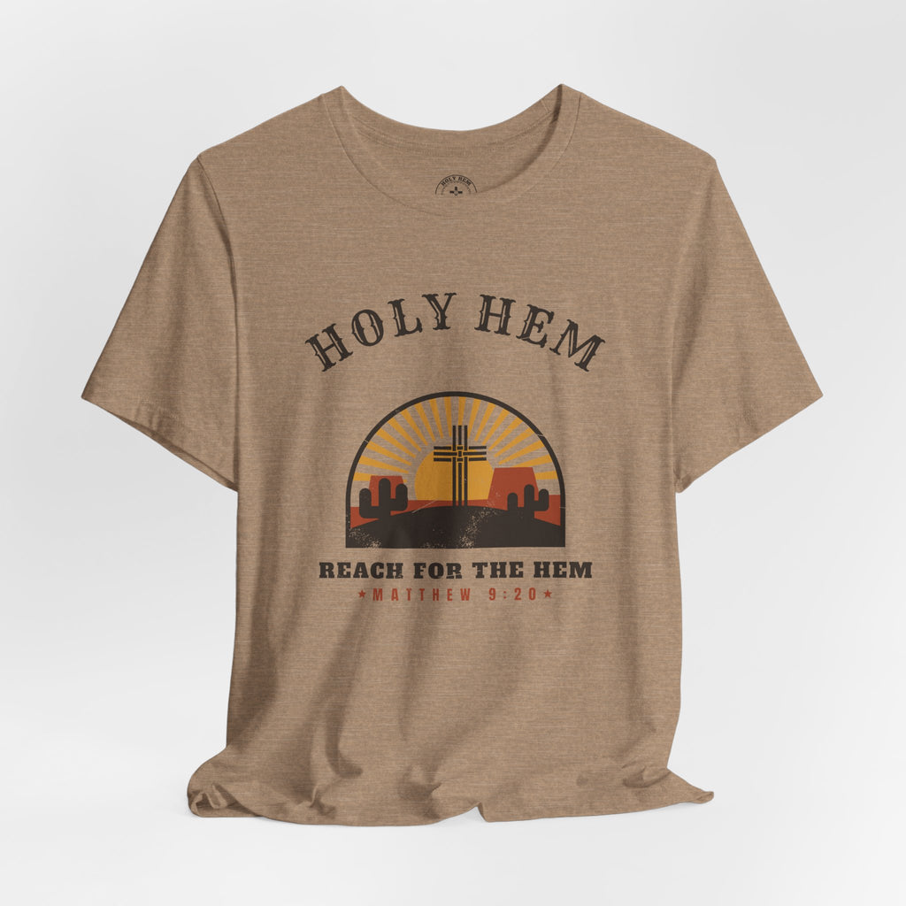 Holy Hem Western T-Shirt – Desert Cross Matthew 9:20 Christian Tee