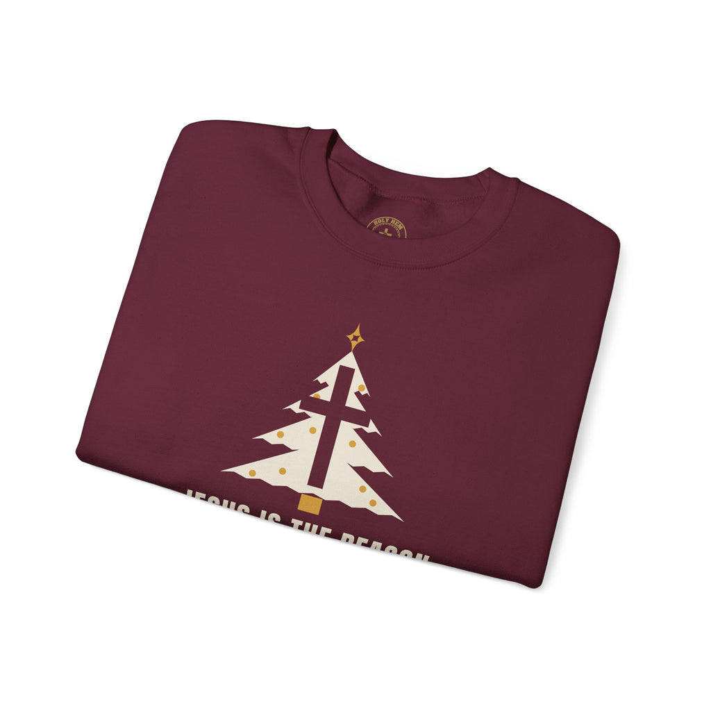 Jesus Is the Reason Sweatshirt – Christmas Tree Cross Christian Crewneck