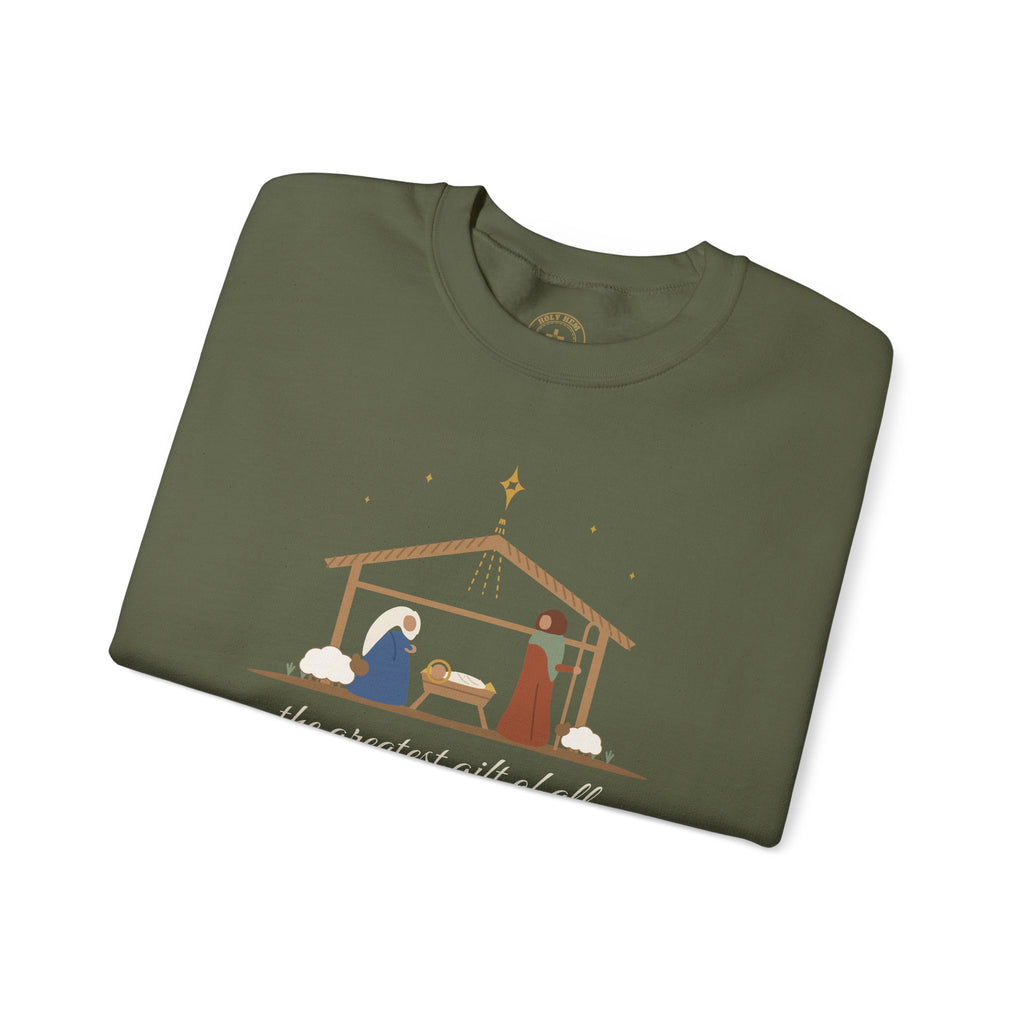 The Greatest Gift of All Sweatshirt – Nativity Scene Christmas Crewneck