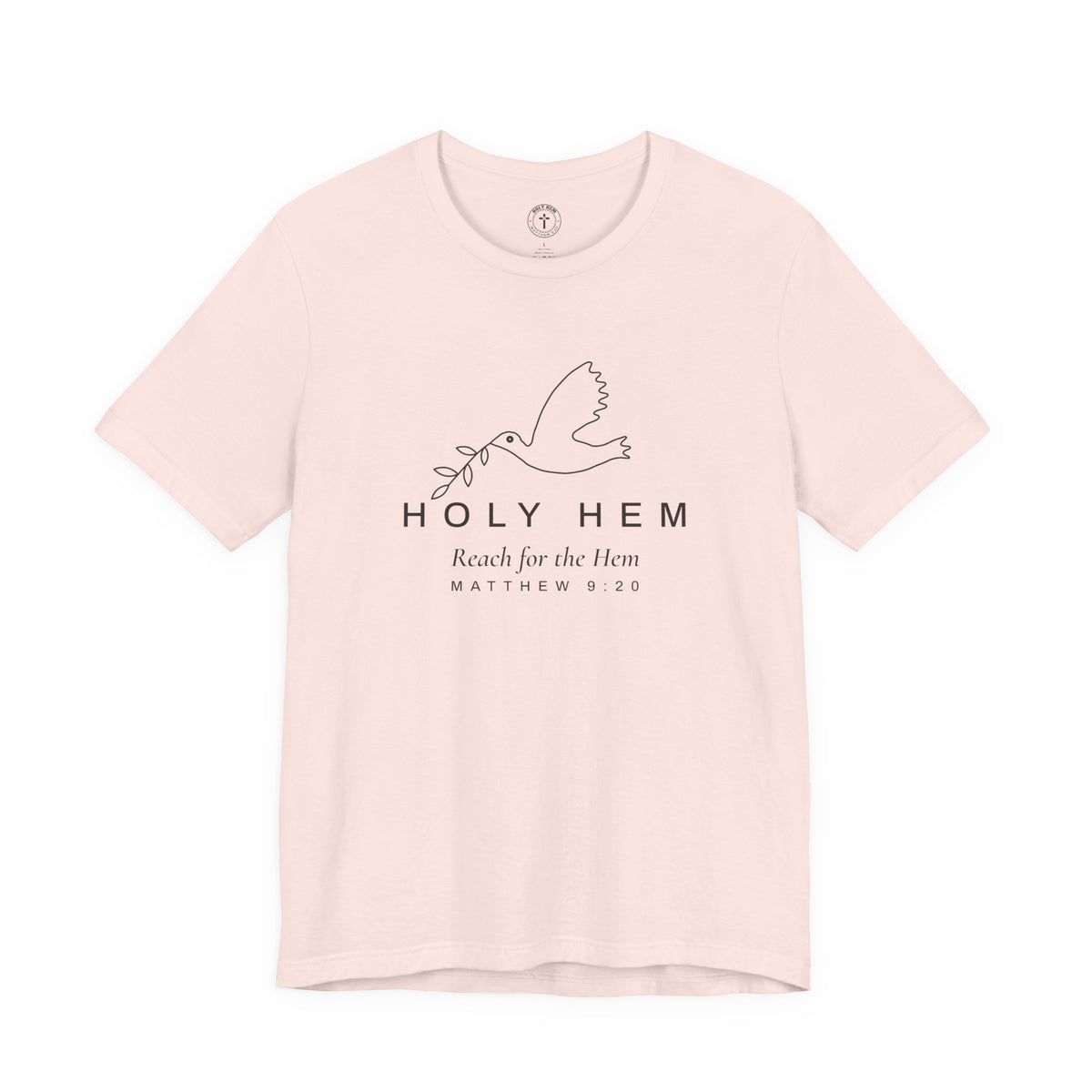 Holy Hem Dove T-Shirt – One Line Olive Branch Christian Tee
