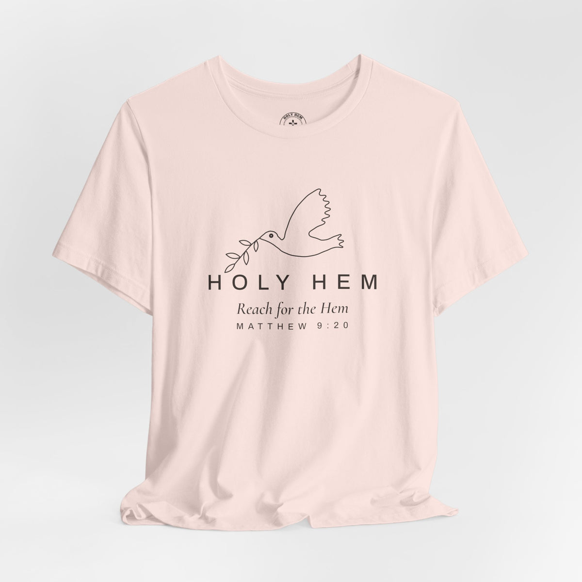 Holy Hem Dove T-Shirt – One Line Olive Branch Christian Tee