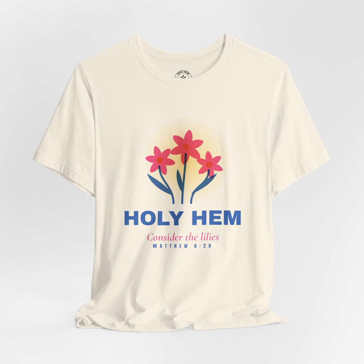 Consider the Lilies T-Shirt – Risograph Floral Matthew 6:28 Christian Tee