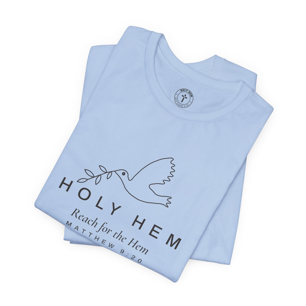 Holy Hem Dove T-Shirt – One Line Olive Branch Christian Tee