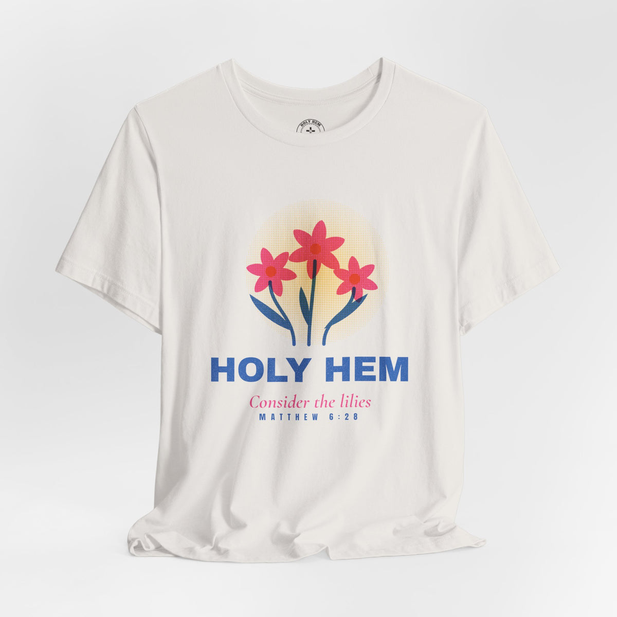 Consider the Lilies T-Shirt – Risograph Floral Matthew 6:28 Christian Tee
