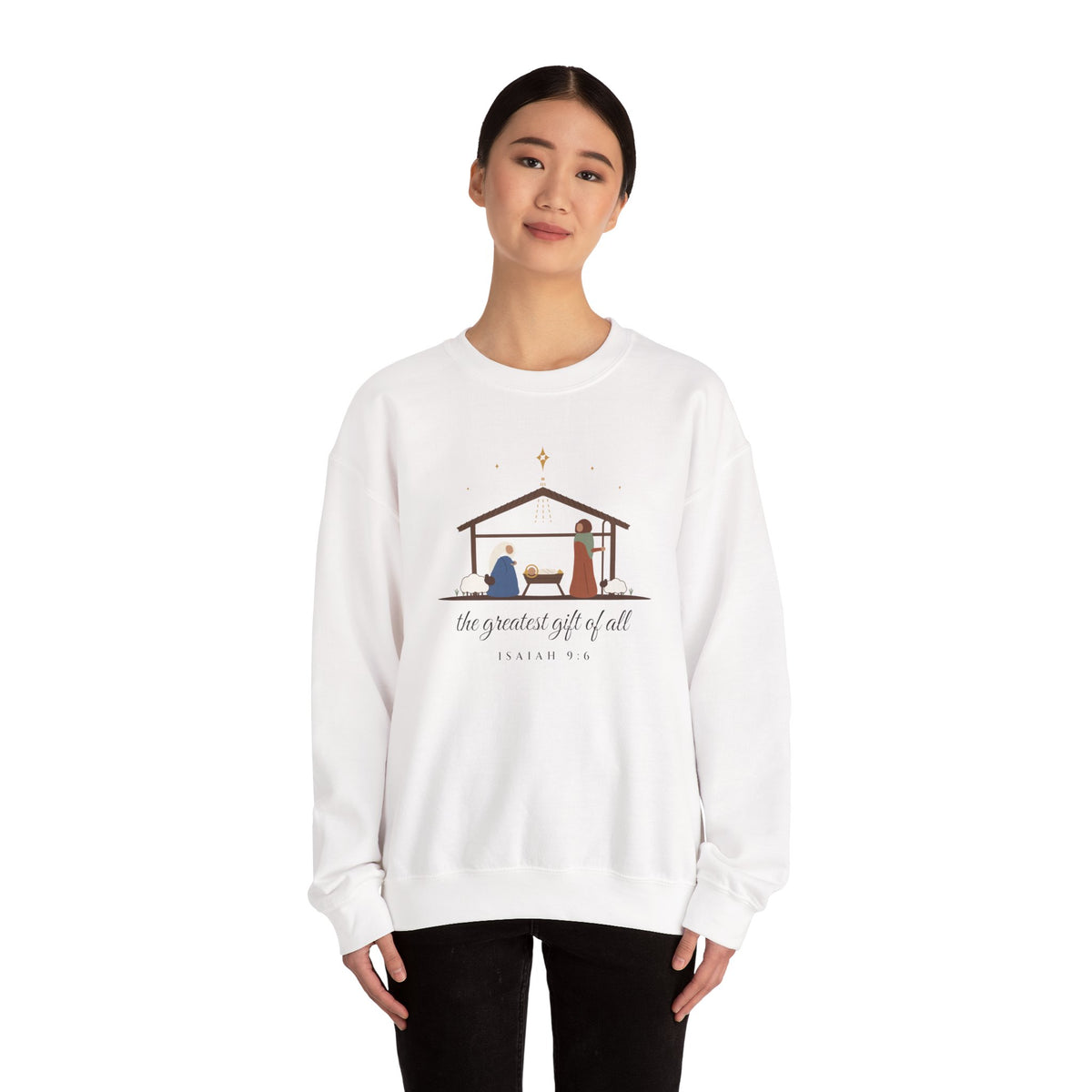 The Greatest Gift of All Sweatshirt – Nativity Scene Christmas Crewneck