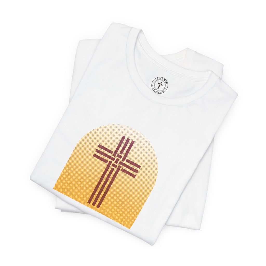 Holy Hem Risograph T-Shirt – Woven Cross Matthew 9:20 Christian Tee