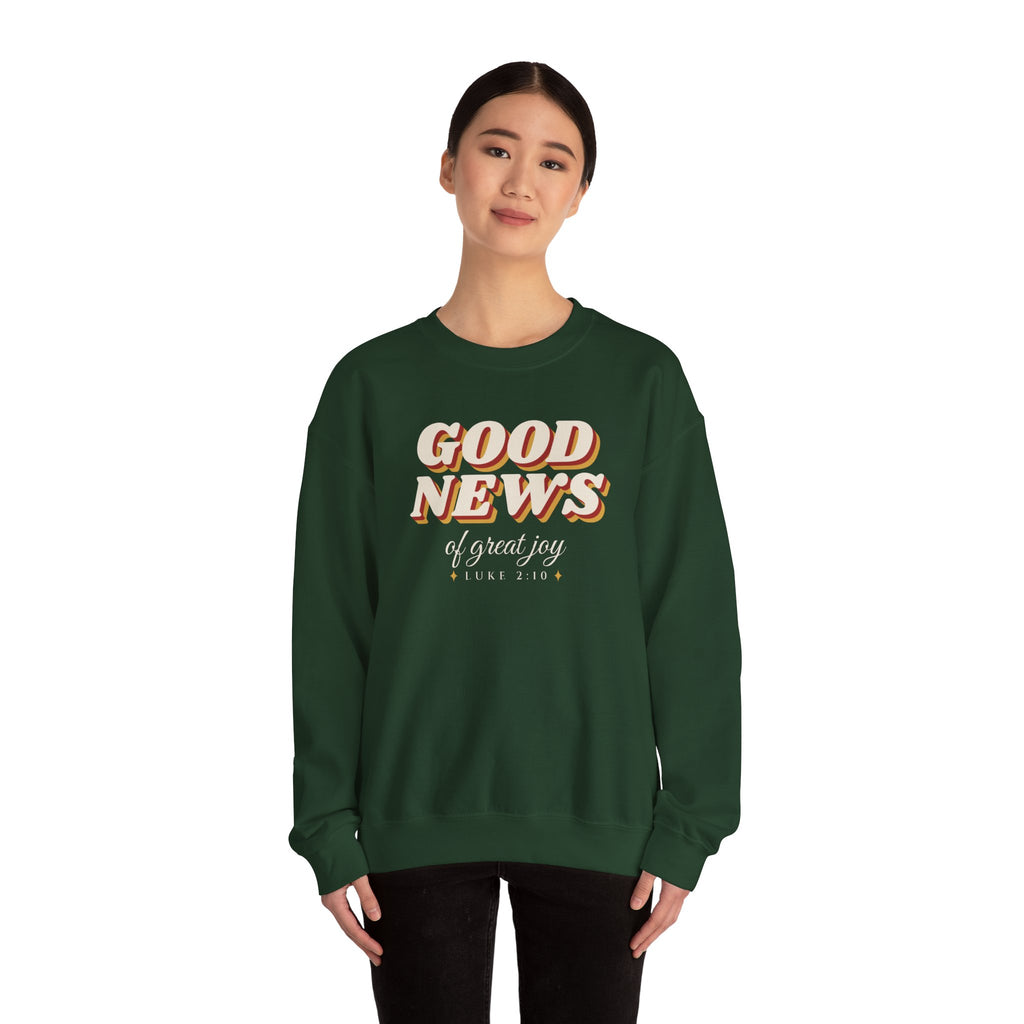 Good News of Great Joy Sweatshirt – Retro Luke 2:10 Christmas Crewneck