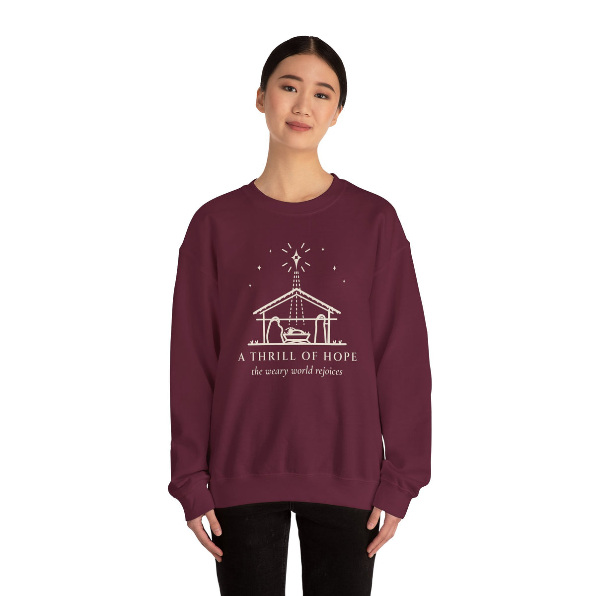 A Thrill of Hope Sweatshirt – Line Art Nativity Christmas Crewneck
