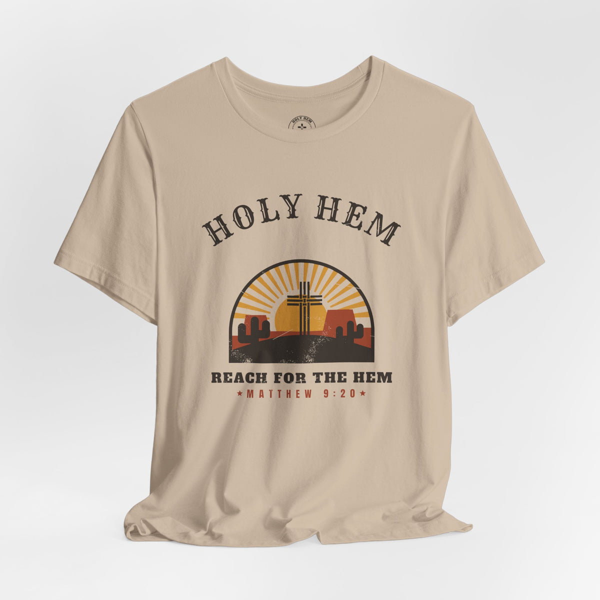 Holy Hem Western T-Shirt – Desert Cross Matthew 9:20 Christian Tee