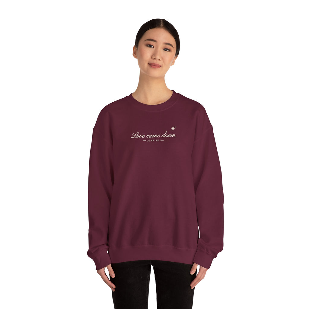 Love Came Down Sweatshirt – Minimal Luke 2:11 Christmas Crewneck