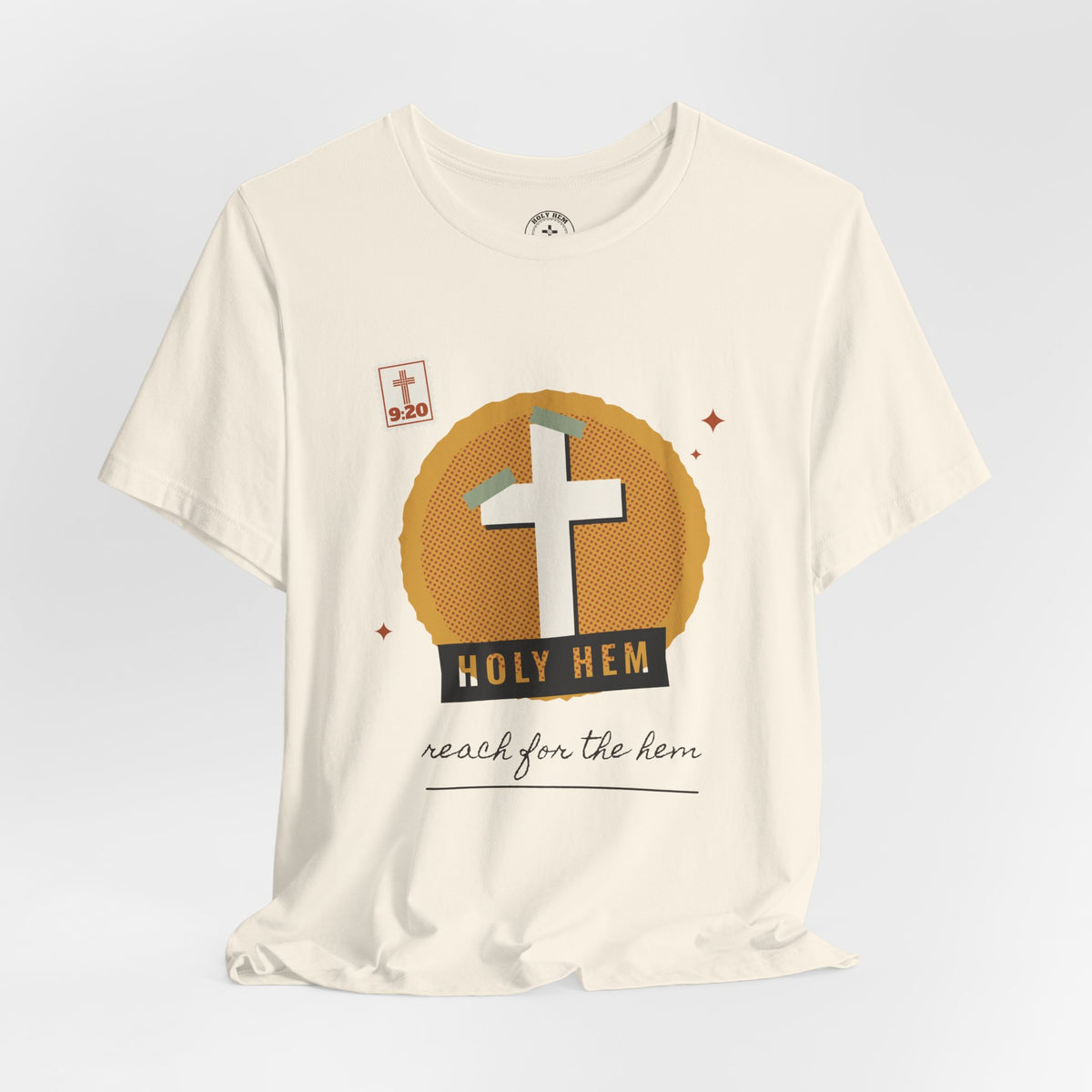 Holy Hem Scrapbook T-Shirt – Paper Cross Collage Matthew 9:20 Tee