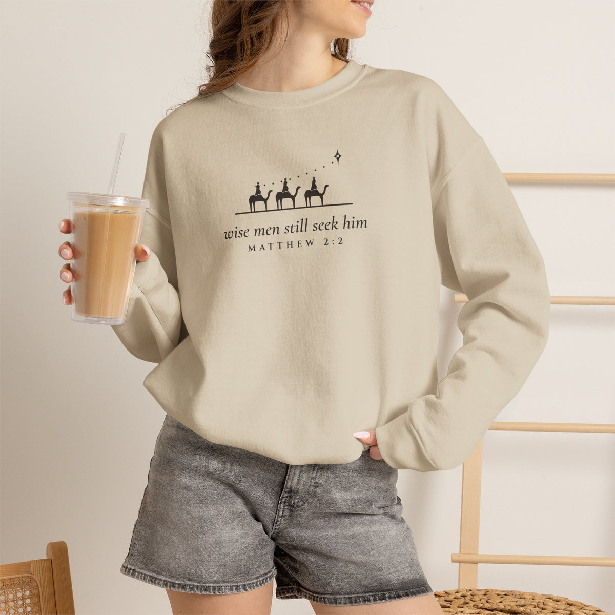 Wise Men Still Seek Him Sweatshirt – Minimal Three Wise Men Christmas Crewneck