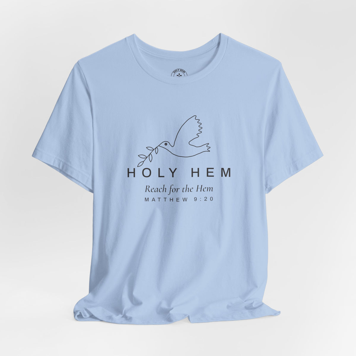 Holy Hem Dove T-Shirt – One Line Olive Branch Christian Tee