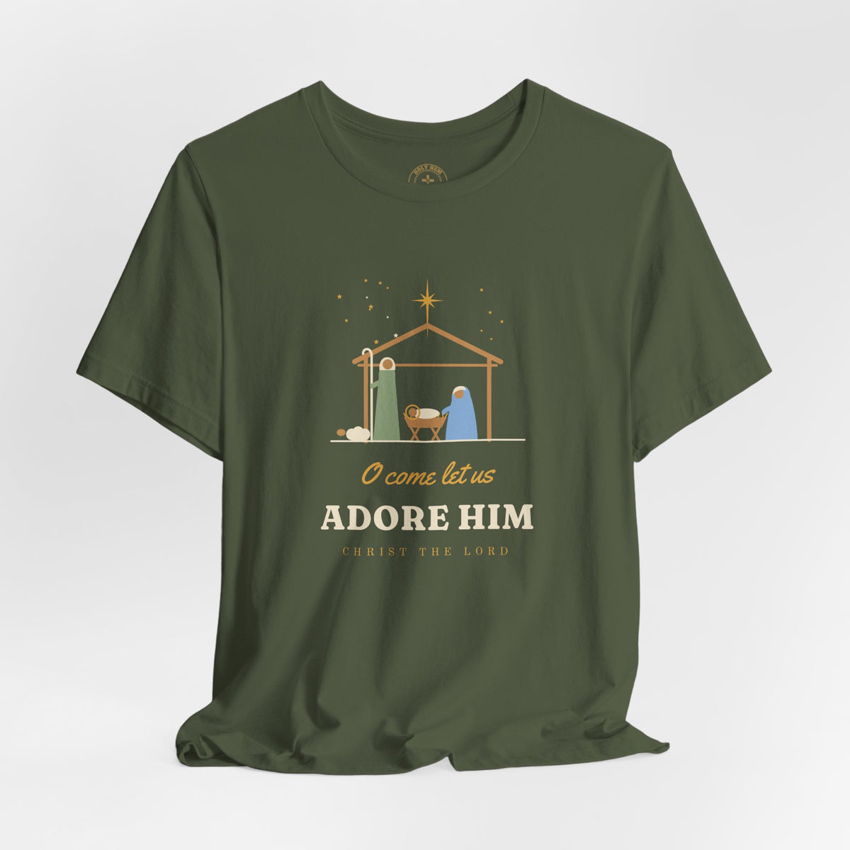 O Come Let Us Adore Him T-Shirt – Nativity Christmas Christian Tee